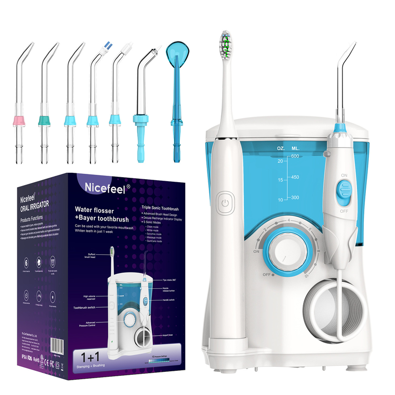 하나에 있는 결합 600ml 물 Flosser 칫솔, 구두 Irrigator 및 전기 칫솔