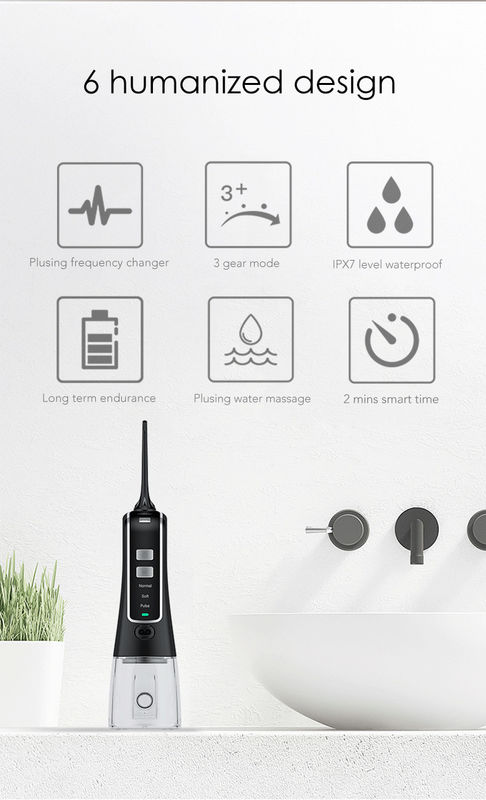 방수 IPX7 샤워 물 Flosser 코드가 없는 구두 Irrigator 300ml 물 탱크